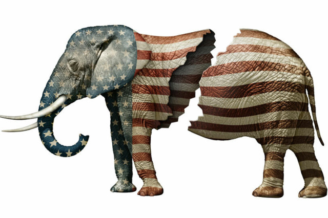 Broken Republican party elephant