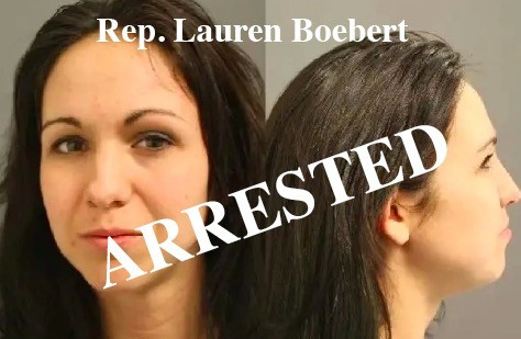 Mug shot of prior arrest of Lauren Boebert
