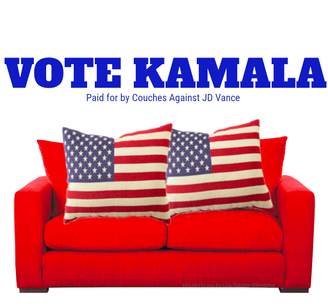 a memed today. its a red two-seater couch with Star-Spangled Banner pillows. above it says, VOTE KAMALA. right under that it says PAID FOR BY COUCHES AGAINST JD VANCE
