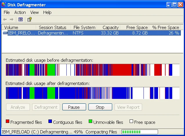 Windows XP Window Defragging A Hard Drive
