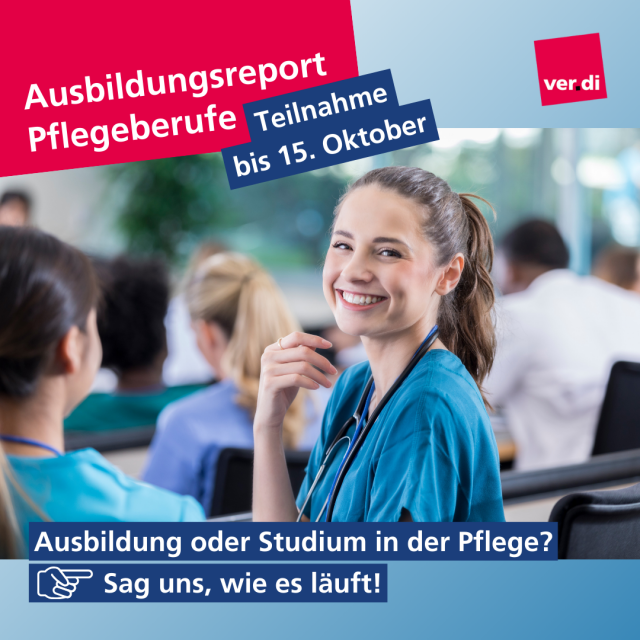 Text vor Bild
Ausbildungsreport Pflegeberufe. Teilnahme bis 15. Oktober

Ausbildung oder Studium in der Pflege? SAg uns, wie es läuft.