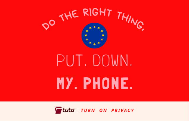 Illustration of a mobile phone, with the text saying, "It's not upload moderation, it's controlled surveillance."