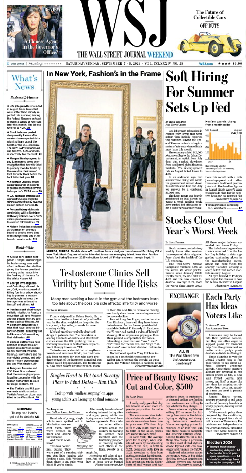 screenshot of wsj print front page