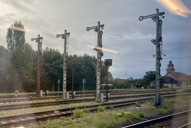 A neat line of semaphore signals 