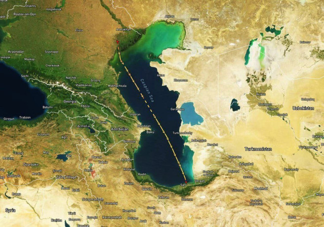 Route for the Iranian missile transport