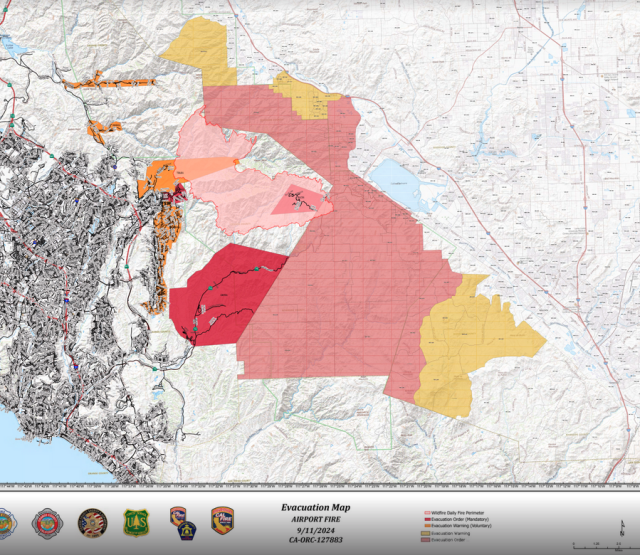 Map showing a mishmash of various evacuation zones