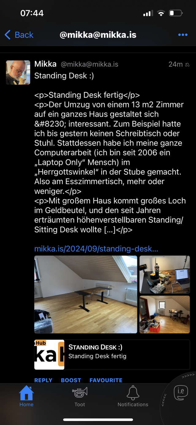 Screenshot des Posts auf den dieser Post antwortet. Absätze beinhalten Html Zeichen.