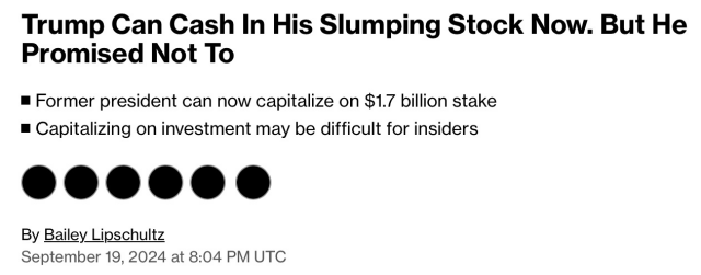 Trump Can Cash In His Slumping Stock Now. But He Promised Not To 