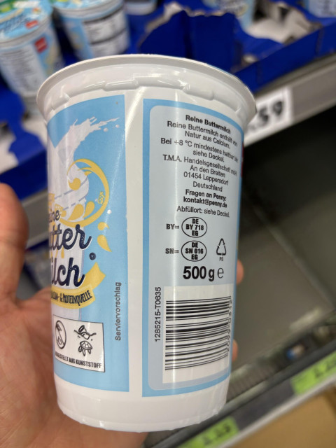 Beispielfoto für von Müller Milch produzierten Eigenmarken-Yoghurt (Penny)