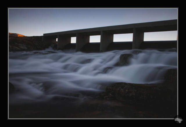 The bridge. Before sunrise. Night and early morning trip along Matrefjellet, Norway.