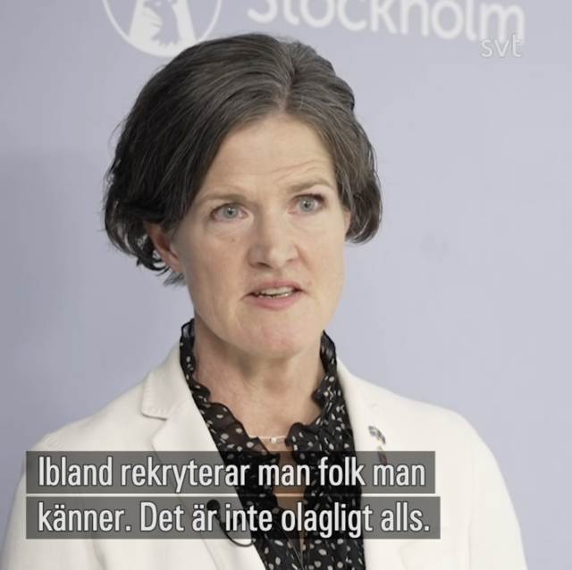 Anna Kinberg Batra till SVT: ”Ibland rekryterar man folk man känner. Det är inte olagligt alls.”