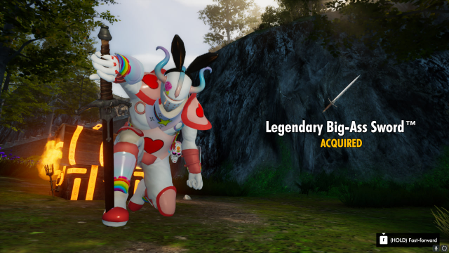 Sir Whoopass screenshot of the main character receiving a new weapon called Legendary Big-Ass Sword