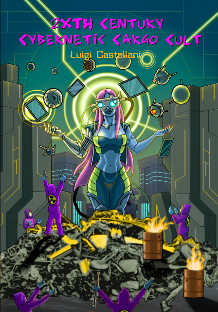 cybergoddess surrounded by cultists