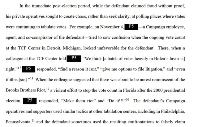 A Trump campaign employee and alleged coconspirator sought to foment chaos at the TCF ballot processing center in Detroit.