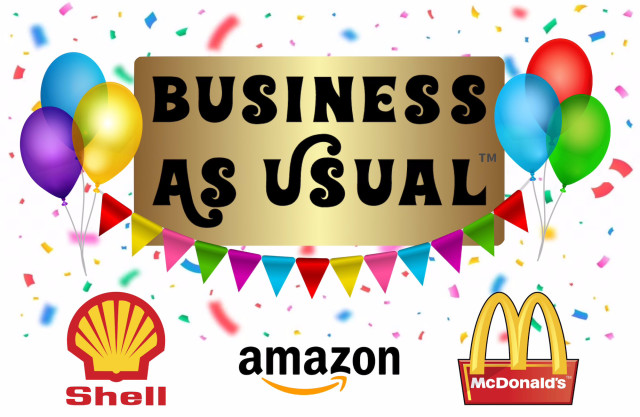 Mock promotional poster for a faux TV show called "Business As Usual" as described in post.