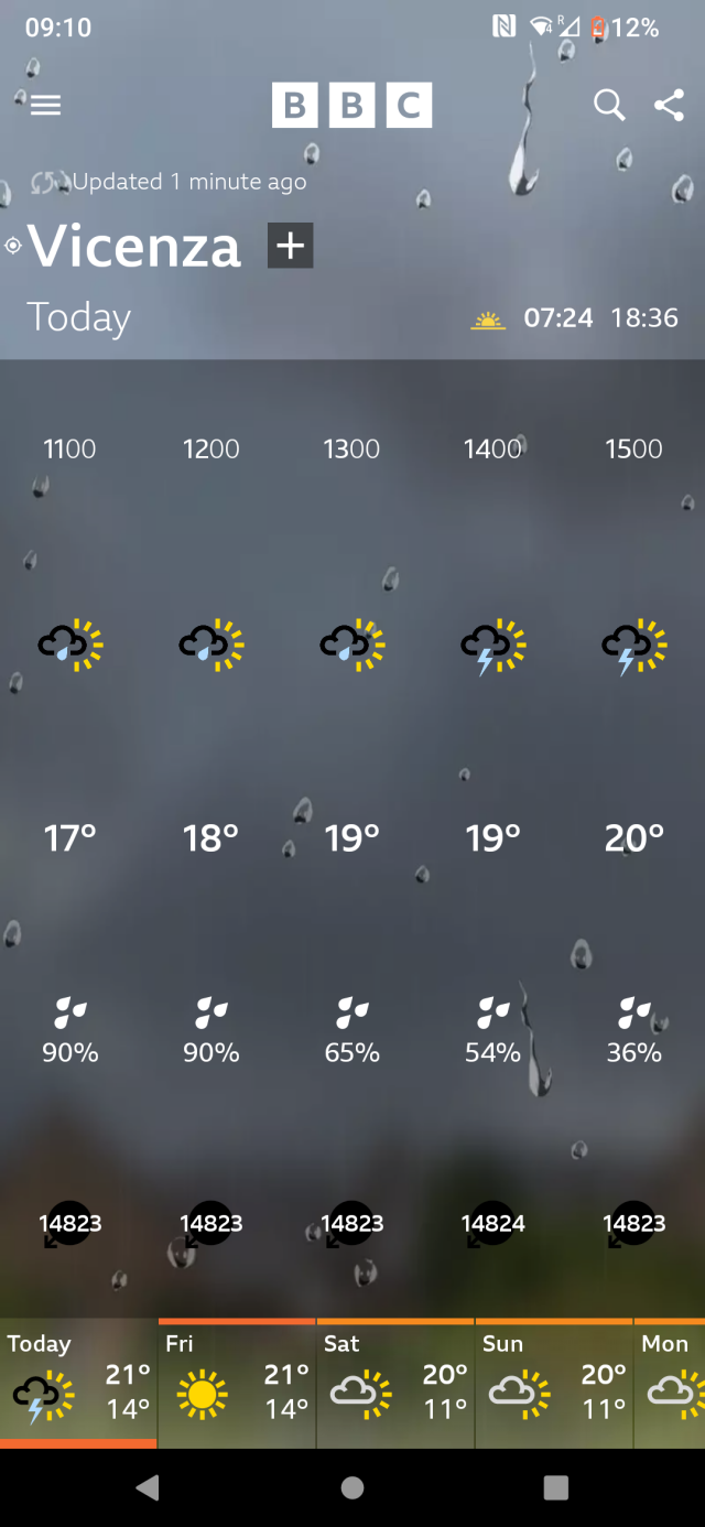 Wind speeds of 14823 MPH (or so) displayed on the app.