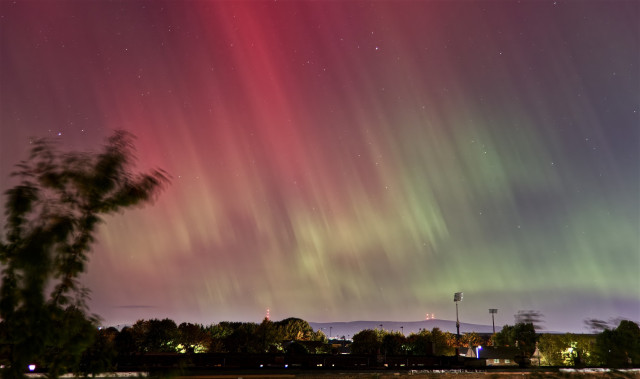 Aurora Borealis over urban Belfast