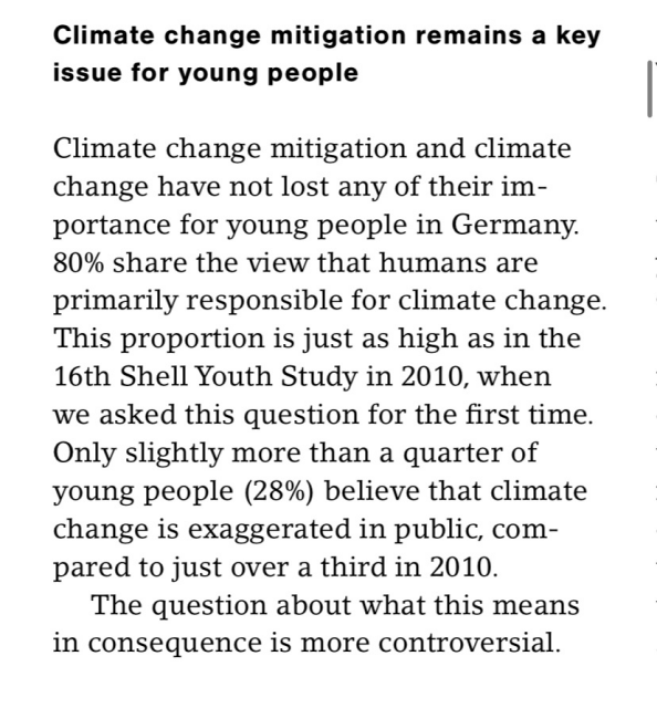 Screenshot of the text in the linked article chapter Climate change mitigation remains a key issue 