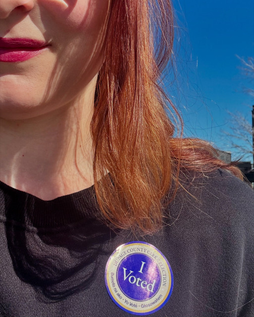 Selfie with voted sticker.