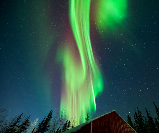 Swirls of green, light green and red.