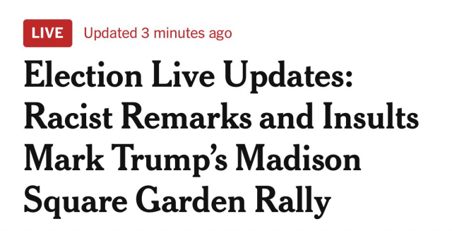 Election Live Updates: Racist Remarks and Insults Mark Trump’s Madison Square Garden Rally 