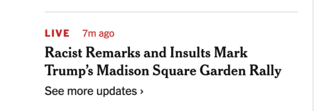 Headline: 

Racist Remarks and Insults Mark Trump’s Madison Square Garden 