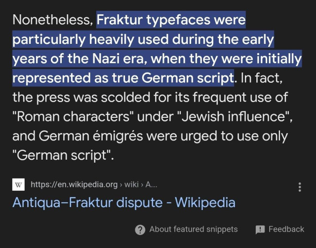 Fraktur font, used in Nazi Era in German