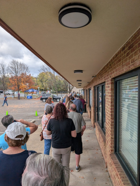 Line of about 50 people waiting to vote