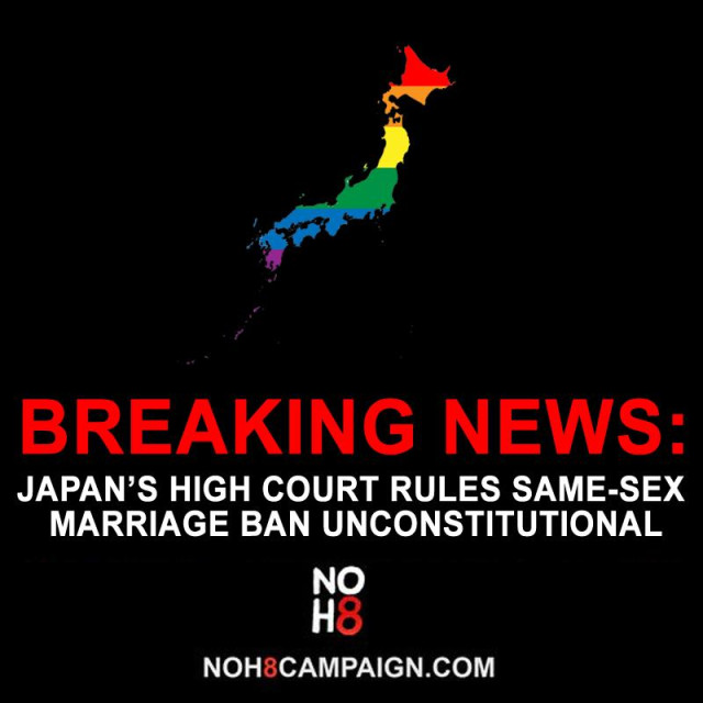 BREAKING: #Japan's high court rules same-sex marriage ban unconstitutional #NOH8