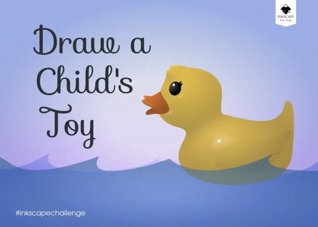 Image of a cute rubber duck floating on water with low waves, text: Draw a Child's Toy.