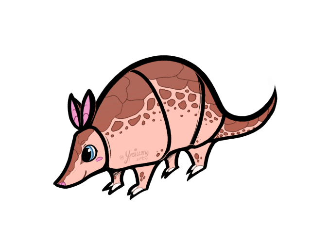 Sticker of a cute armadillo with blue eyes and a smile