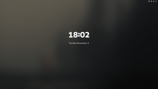 Screenshot of the Gnome lock screen clock, which appears to be chunkier than it was previously.