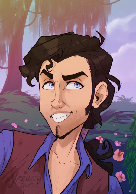 Portrait of Tulio from The Road to El Dorado with a cocky smile