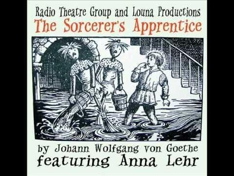 Black and white drawing on a poster of a play based on the poem "The Sorcerer's Apprentice" depicting the young sorcerer-to-be in a basement flooded by the broom he bewitched to bring buckets full of water.

Source of the poem:


https://www.poemofquotes.com/johannwolfganggoethe/the-sorcerers-apprentice.php