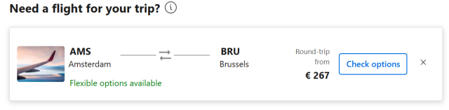 (Ad) Need a flight for your trip? AMS . —BRU Round-trip Amsterdam Brussels from €267 Flexible options available 