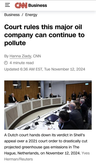 Headline of linked CNN article titled "Court rules this major oil company can continue to pollute"