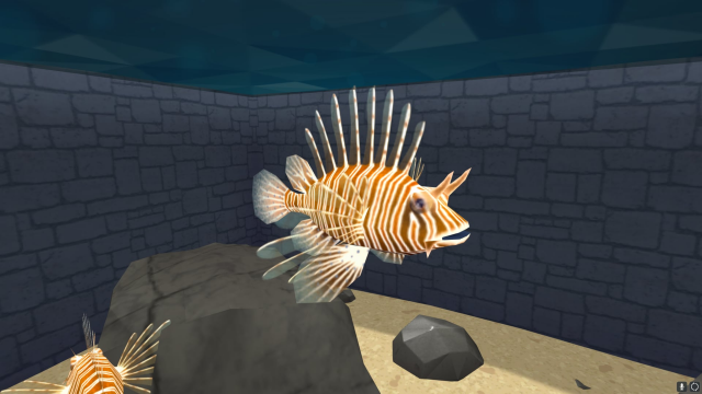 Screenshot of a lionfish. It looks almost like the real thing, but with slightly fewer polygons than it would have in real life.