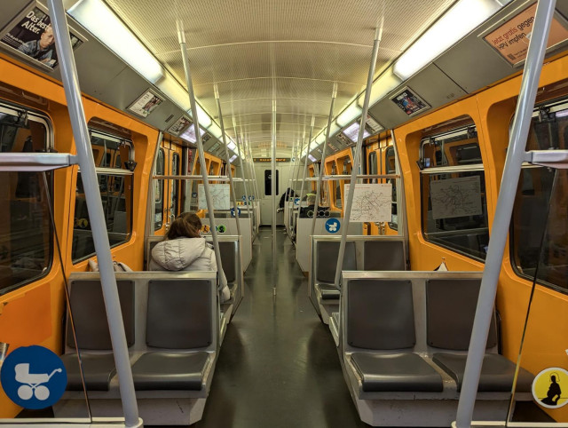 Interior of a type U stock with orange walls