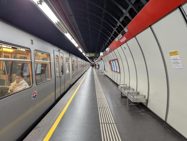 Exterior view of the silver liveried type U stock