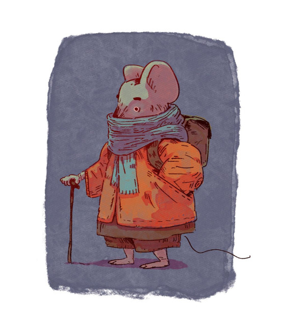 Illustration of a mouse with winter clothes