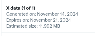 11,992MB (11GB) of data on X, after deleting every tweet on the service.