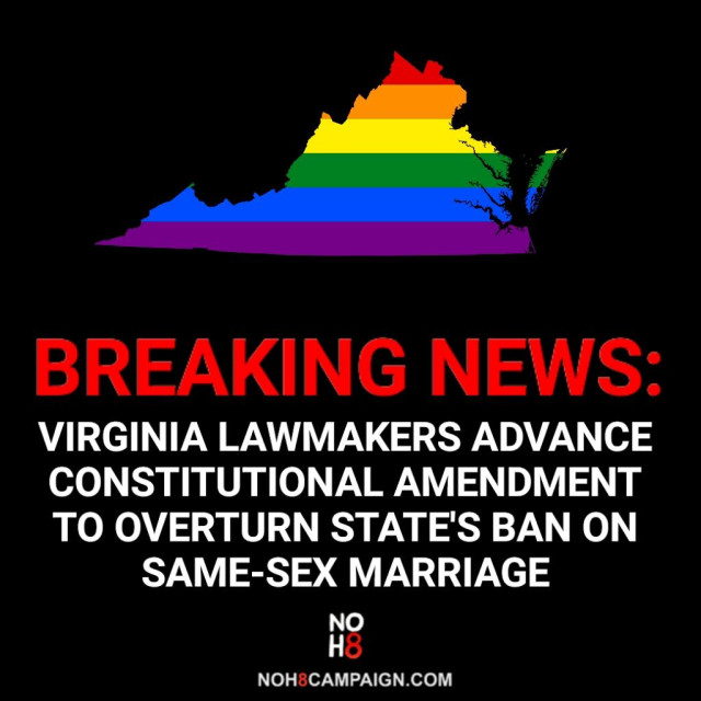 BREAKING: #Virginia lawmakers advance a constitutional amendment to overturn the state’s ban on same-sex marriage #NOH8