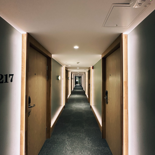 A hotel hallway