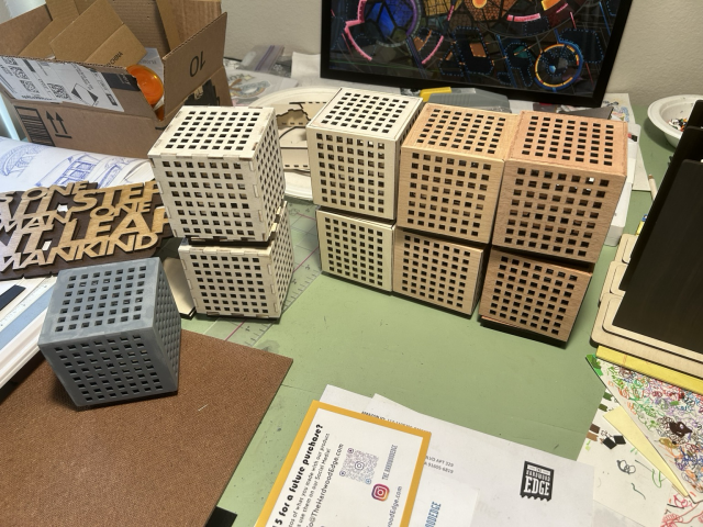 Array of WIP CubeLamps on my work table 