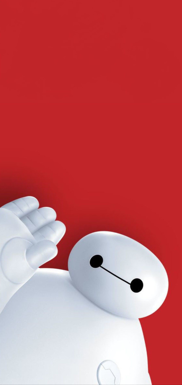 Baymax phone wallpaper with a red background