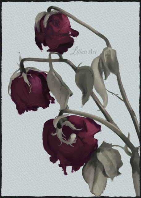 A painting of withered roses by LillenArt.