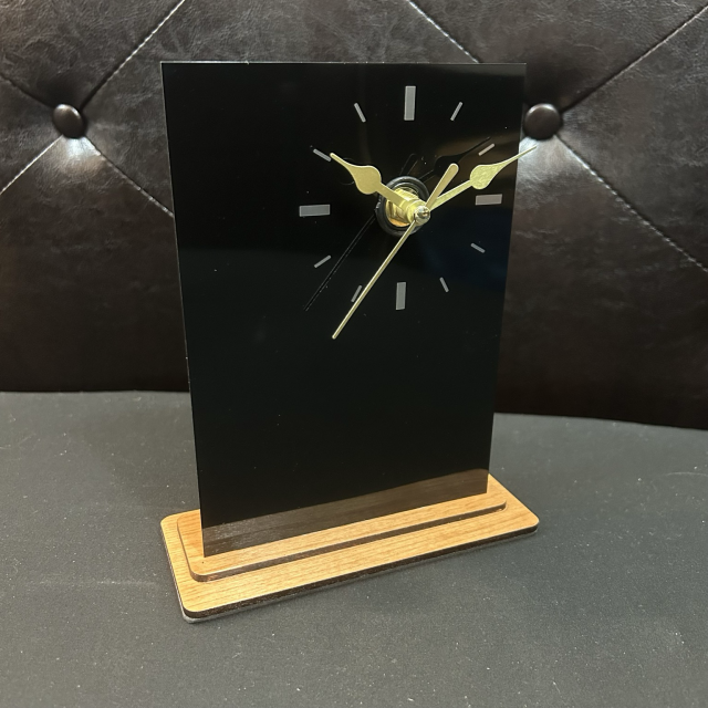 Monolith clock back anodized aluminum viewed from above left 