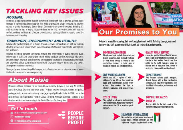 Inside pages of Maisie McMaster's campaign leaflet