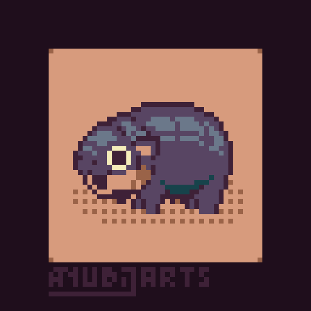 A Pixel Art Redraw, featuring Moo Deng, a baby pygmy hippopotamus, who has a shocked/startled expression and is screaming. She's just like me.