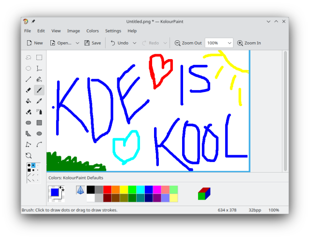 A screenshot of KolourPaint with an image drawn by Carl Schwan.